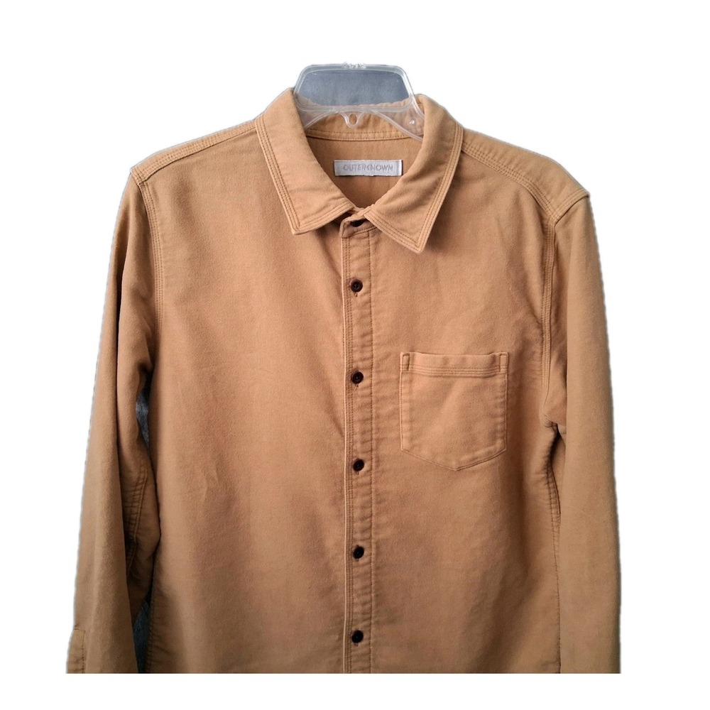 Outerknown‎ Men's Size Small Moleskin Button Up Shirt Beige Organic Cotton
